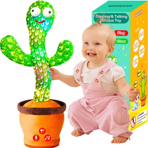 Juguetes Interactivos para Bebés, Juguete de Cactus Bailarín que Habla con Volumen Ajustable, que Imita Cantando y Repitiendo, Juguetes para Niños