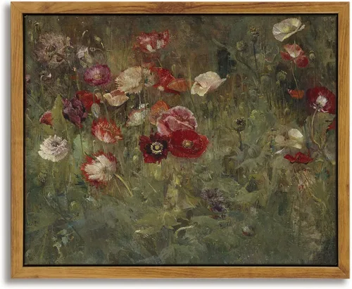 InSimSea Lienzo enmarcado para pared, arte vintage de estante de baño, imagen de amapola, decoración de mostrador de cocina, 8 x 10 pulgadas, tamaño