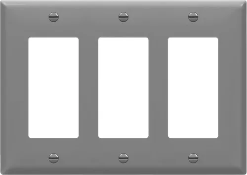 Miniatura 11 de ENERLITES Placa de pared decorativa para interruptor de luz o tomacorriente, acabado brillante, tamaño 3-Gang 4.50" x 6.38", policarbonato Negro