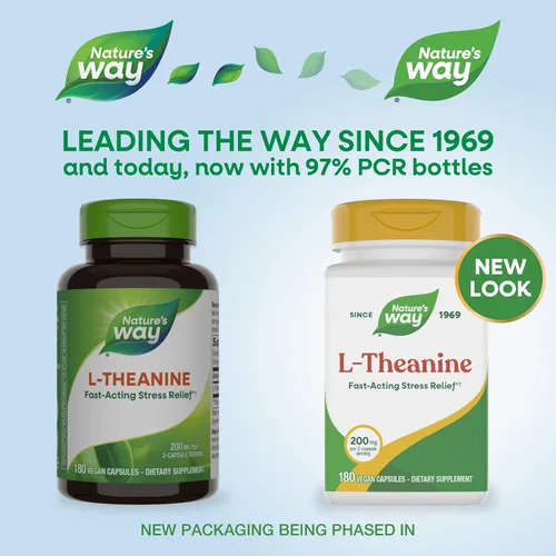 Miniatura 3 de Nature's Way L-teanina, apoyo al estrés.*, promueve la relajación*, 200 mg por porción de 2 cápsulas, vegano, 180 cápsulas (el embalaje puede variar)