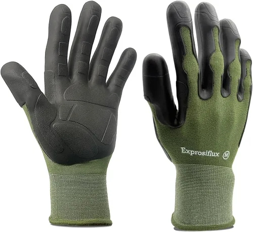 Miniatura 8 de Guantes de jardinería a prueba de espinas para mujeres y hombres (paquete de 2), agarre antideslizante 3X, palma TPE reforzada y nailon