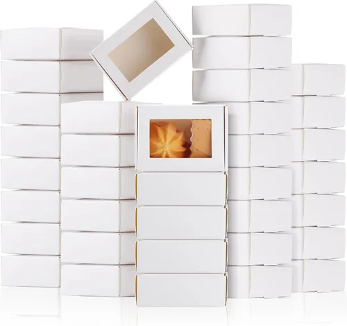 Miniatura 21 de Zonon 30 cajas de jabón para embalaje casero, mini cajas de papel kraft con ventana para panadería, dulces, jabón, embalaje de regalo