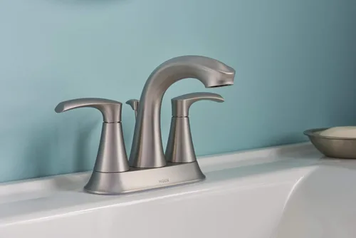 Miniatura 4 de Moen Graeden Spot Resist - Grifo de baño central de níquel cepillado de 2 manijas y 4 pulgadas