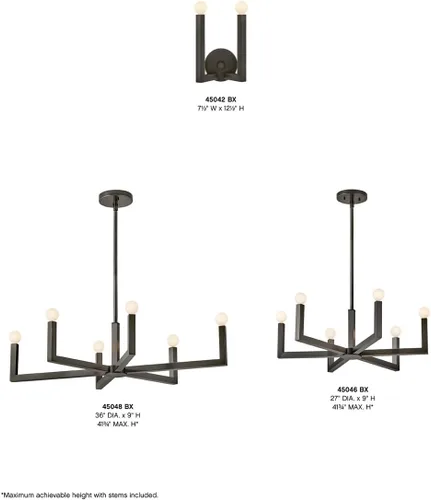 Miniatura 3 de Hinkley Ezra 45042BX - Aplique de pared con dos luces, forma única, brazos cuadrados fuertes, óxido negro