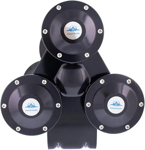 Miniatura 4 de United Pacific 46127 Bocina negra de tren de 3 trompetas, solenoide eléctrico resistente de 12 V, 150 PSI máximo, salida súper fuerte 145dB +/- 10