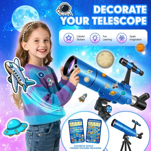 Miniatura 3 de Telescopio para adultos y niños, apertura de 80 mm, 500 mm (20X-150X) Telescopio refractor profesional para principiantes de astronomía, telescopios