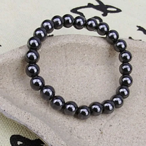 Miniatura 8 de Pulseras de cuentas para mujer Pulsera de piedra magnética redonda negra de moda unisex para el cuidado de la salud