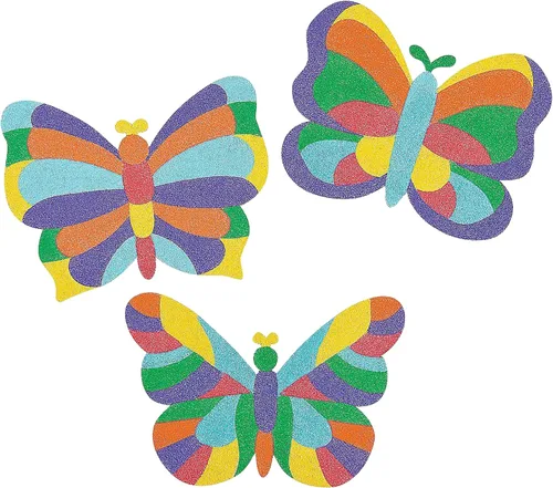 Fun Express Manualidades de San Valentín para niños, juego de 12 imágenes de arte de mosaico y arena, kits de manualidades de San Valentín para