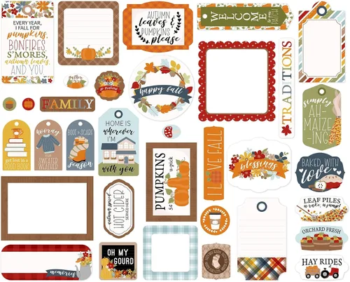 Echo Park Paper Company Marcos y etiquetas para fiebre de otoño, multicolor