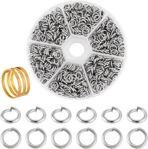 Miniatura 10 de PH PandaHall Anillo de salto de acero inoxidable 304, 550 anillos de salto abiertos de 0.315 pulgadas de calibre 18 para aretes, pulseras, collares