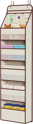 Miniatura 12 de Univivi Organizador para colgar sobre la puerta con 5 estantes de tela, organizador de almacenamiento para puerta con 4 bolsillos grandes y 3