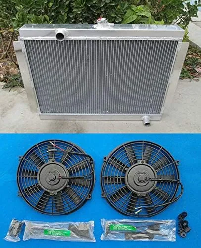 Radiador de aluminio de 3 filas + ventiladores para Nissan Datsun 280Z 280Z 280ZX MT 1975-1983 77 78 79 80 81 82