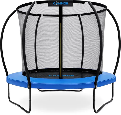 Miniatura 11 de Trampolín de calabaza con aro de baloncesto y recinto interior, seguro, duradero, diversión familiar, resortes galvanizados resistentes, acolchado