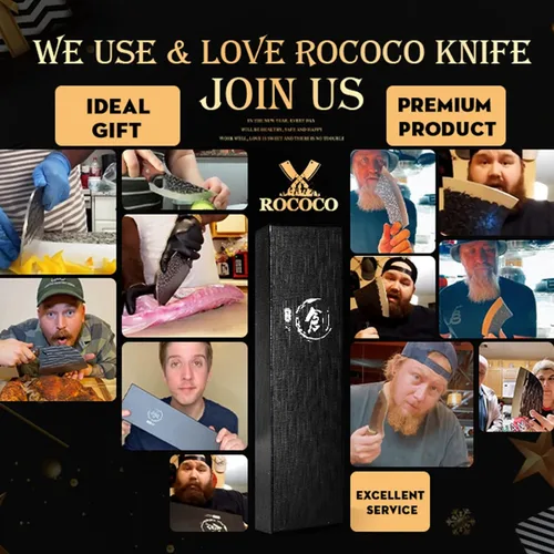 Miniatura 7 de ROCOCO - Cuchillo de carnicero para carne con vaina - Cuchillo de corte de carne forjado a mano con funda para BBQ al aire libre, camping, idea