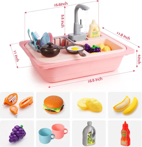Miniatura 3 de Asweets Juguetes para fregadero de cocina que cambian de color, juguetes para fregadero para niños pequeños con agua corriente, juguetes de juego