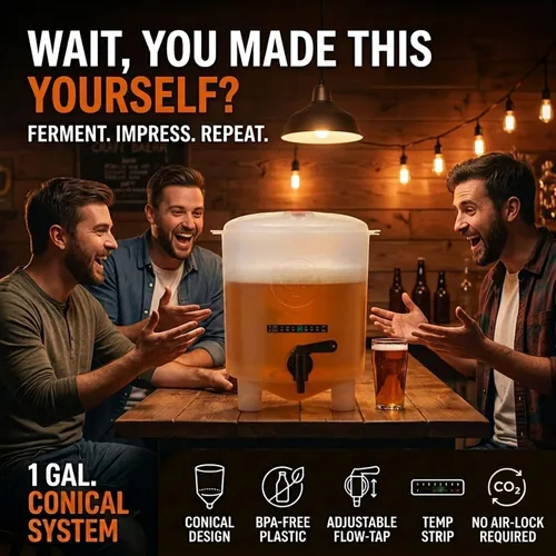 Miniatura 5 de Kit de cerveza premium con botellas: fermentador cónico elimina los sedimentos y hace una cerveza casera de gran sabor - Recetas Pilsner, Stout e