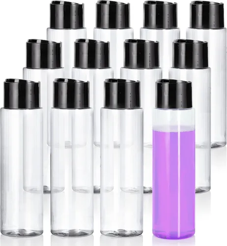 Miniatura 15 de JUVITUS Botellas de plástico PET cilíndricas profesionales transparentes de 12 onzas (sin BPA) (paquete de 6, pulverizador negro de niebla fina)