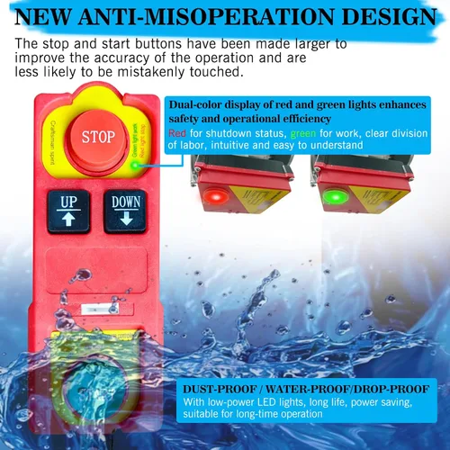Miniatura 9 de Polipasto eléctrico 2 en 1, polipasto eléctrico de 440 libras 120 V con control remoto, velocidad de elevación de 16 pies/33 pies, cabrestante