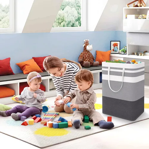 Miniatura 7 de StorageRight - Canasta de lavandería grande plegable con asas de fácil transporte, cestas de ropa independientes para lavandería, habitación, Gris