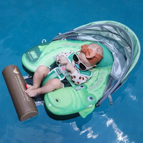 Miniatura 9 de Flotador Mambobaby con cola para bebé con toldo, flotador de piscina sólido, entrenador de natación infantil, entrenamiento de natación tumbado