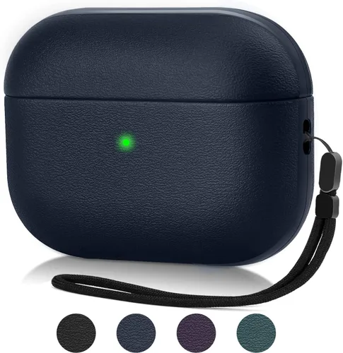 JIELIELE Funda compatible con Airpods Pro, funda protectora de cuerpo completo con textura de cuero, compatible con Airpods Pro, carga inalámbrica y