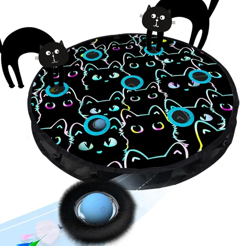 Miniatura 8 de ORSDA Pelota interactiva de juguetes para gatos, bola automática de rodadura rápida en bolsa, escondite para gatos de interior, juguete móvil