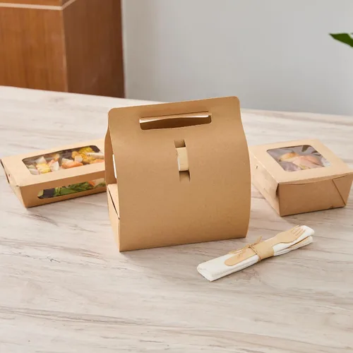 Miniatura 13 de Restaurantware Bio Tek - Loncheras de papel de 8.75 x 4.25 x 8 pulgadas con asas, 100 recipientes desechables de papel kraft para alimentos