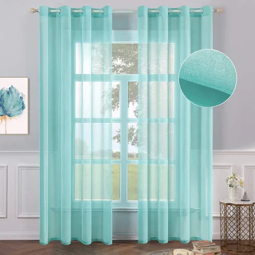 Miniatura 15 de MIULEE - Cortinas transparentes para ventana (2 paneles). Cortinas elegantes., Poliéster & Mezcla de poliéster, Blanco