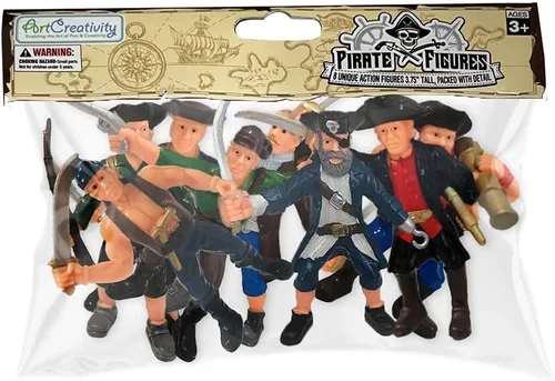 Miniatura 5 de ArtCreativity Juego de figuras de acción pirata para niños, 3.5 pulgadas, plástico en posturas surtidas, paquete de 8