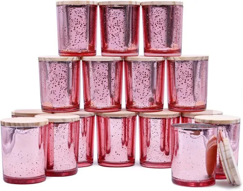 Miniatura 36 de SHOWIN Tarros gruesos para hacer velas, 16 unidades, tarros vacíos de 7 onzas con tapas de madera para hacer velas, contenedor de muestra