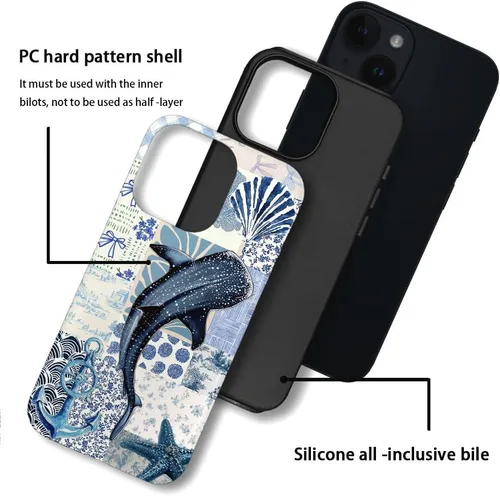 Miniatura 3 de DAIZAG Funda compatible con iPhone 13, funda duradera de protección contra golpes para niñas y mujeres, tema de retazos azul océano Tema