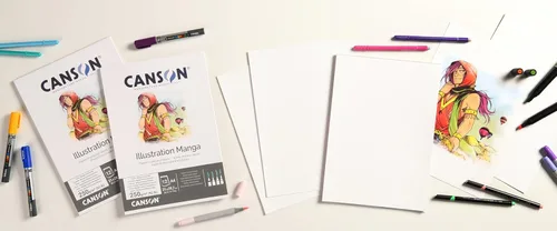 Miniatura 2 de Canson Illustation - Papel de dibujo de 8.82 oz/m², textura lisa de color blanco alto, bloc A4, incluye 12 hojas