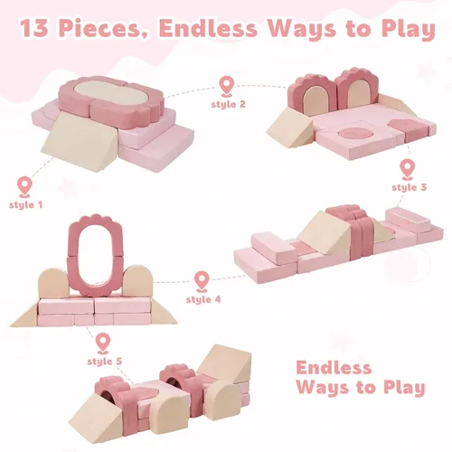 Miniatura 4 de Bloques de escalada de espuma de 13 piezas para niños pequeños, juego suave para niños pequeños de 1 a 3 años, juguetes de escalada de espuma