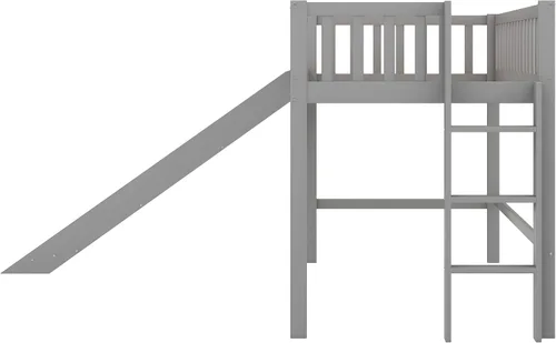 Miniatura 7 de Harper & Bright Designs Cama alta baja con tobogán para niños, cama individual tipo loft de madera para niños, niñas, niños, no necesita somier, gris