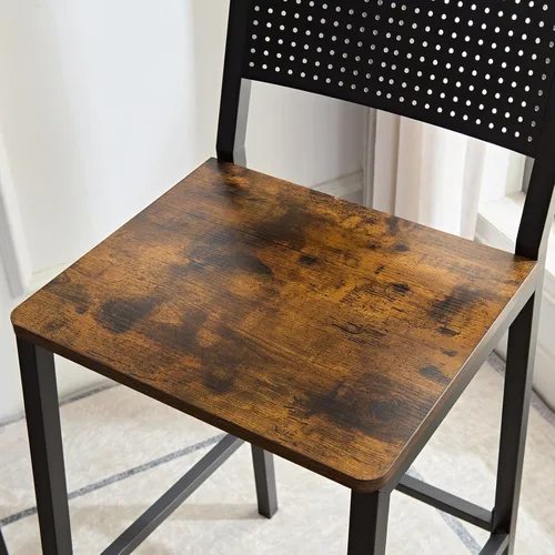 Miniatura 5 de LUCKHAO Juego de mesa de comedor de 3 piezas industrial para 2, mesa de comedor de altura de encimera de cocina con base de mesa ajustable