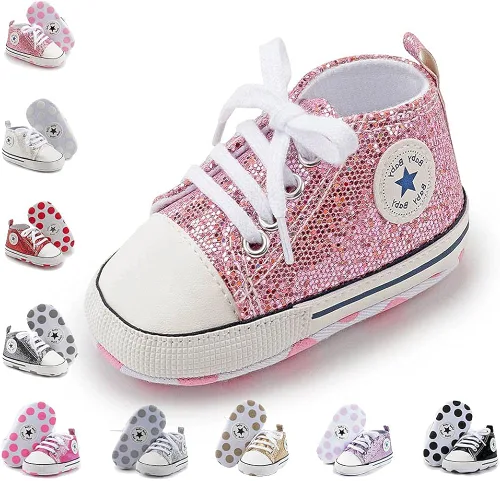 Zapatos de lona para recién nacidos, para niños y niñas, suela suave, sin cordones, para primeros pasos, zapatos planos para cuna, de mezclilla,