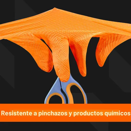 Miniatura 7 de GLOVEWORKS Guantes de trabajo de nitrilo naranja de 8 mil, desechables, resistentes, con agarre de diamante elevado, guantes mecánicos, XL, caja