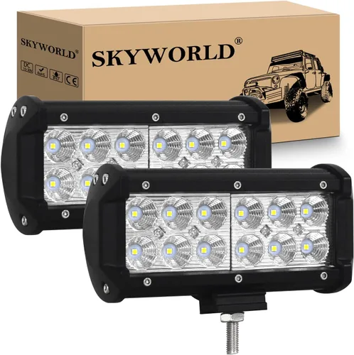 Miniatura 18 de SKYWORLD 2 unidades de 4 pulgadas 18 W de inundación LED de conducción todoterreno, luces antiniebla, iluminación de barco, luz de trabajo LED