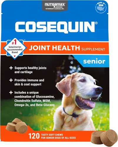 Nutramax Cosequin para perros mayores - Suplemento para la salud de las articulaciones, contiene glucosamina, condroitina, MSM, Omega-3 y