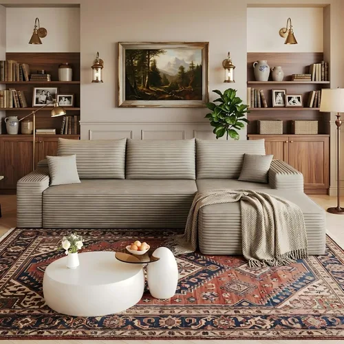 Miniatura 11 de Sofá modular Cloud de 107 pulgadas, sofá modular en forma de L con diván de gran tamaño orientado hacia la izquierda, sofá de pana de asiento