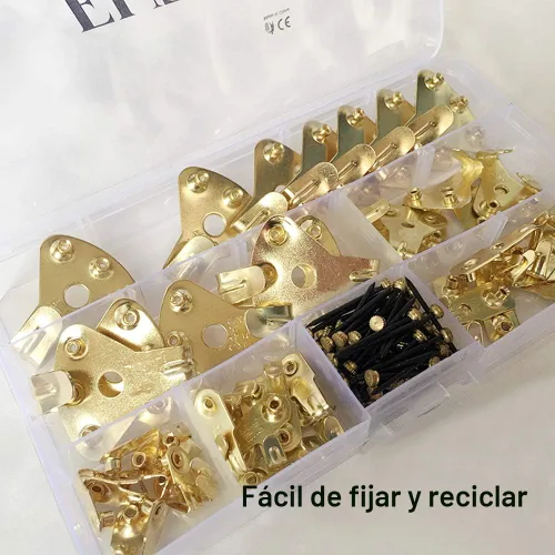 Miniatura 6 de Kit de 125 piezas para colgar cuadros resistentes con clavos para madera/paneles de yeso - Colgadores profesionales para lienzo, cuadros de oficina
