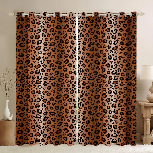 Miniatura 16 de Feelyou Cortinas opacas con estampado de leopardo de 30% a 50%, cortinas de oscurecimiento con estampado de guepardo para dormitorio, para niños
