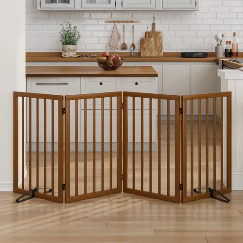 Miniatura 14 de Puerta para perros de 32 pulgadas de alto, puerta independiente para perros, para escaleras, puerta plegable para mascotas para perros