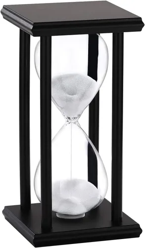 Miniatura 10 de SuLiao Reloj de Arena de Madera de 30 Minutos, Soporte de Madera Negro Temporizador de Arena, Reloj de Arena Negro de 30 Minutos, Antiguo Reloj