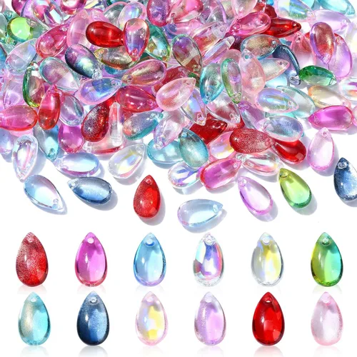 Miniatura 14 de Ipotkitt 100 dijes de cristal colorido con forma de lágrima de cristal facetado para hacer aretes, collares, joyas