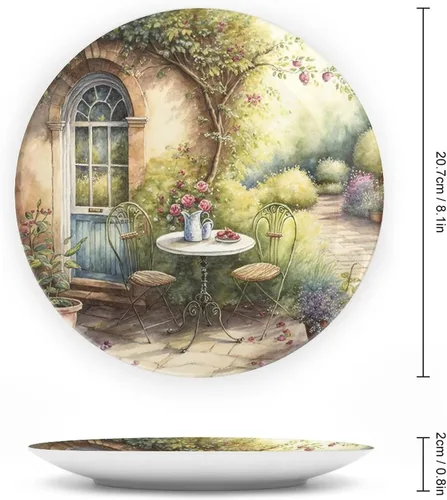 Miniatura 2 de Plato decorativo, acuarela italiana de jardín, placa de exhibición, decoración artística, pintura para el hogar, oficina, fiesta, cena, mesa