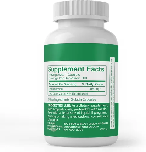 Miniatura 3 de PURE ORIGINAL INGREDIENTS Benfotiamina, (100 cápsulas) siempre pura, sin aditivos ni rellenos, verificado por laboratorio