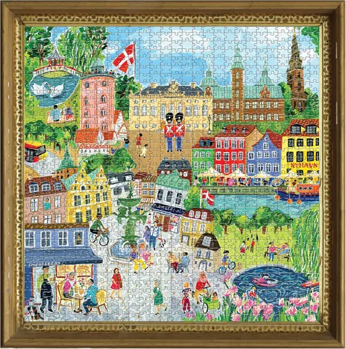 Miniatura 5 de eeBoo Rompecabezas de 1000 piezas, rompecabezas de Copenhague para adultos, cuadrado de 23 x 23 pulgadas, fabricado con tablero reciclado y tinta a