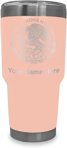 Miniatura 21 de LaserGram Vaso aislado al vacío de 20 onzas, bandera de México, grabado personalizado incluido (gris)