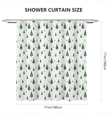 Miniatura 5 de MEHOFOND Cortina de ducha de Navidad Feliz, 183x183 cm, árbol de Navidad verde, cortina de baño de invierno, tela de poliéster impermeable